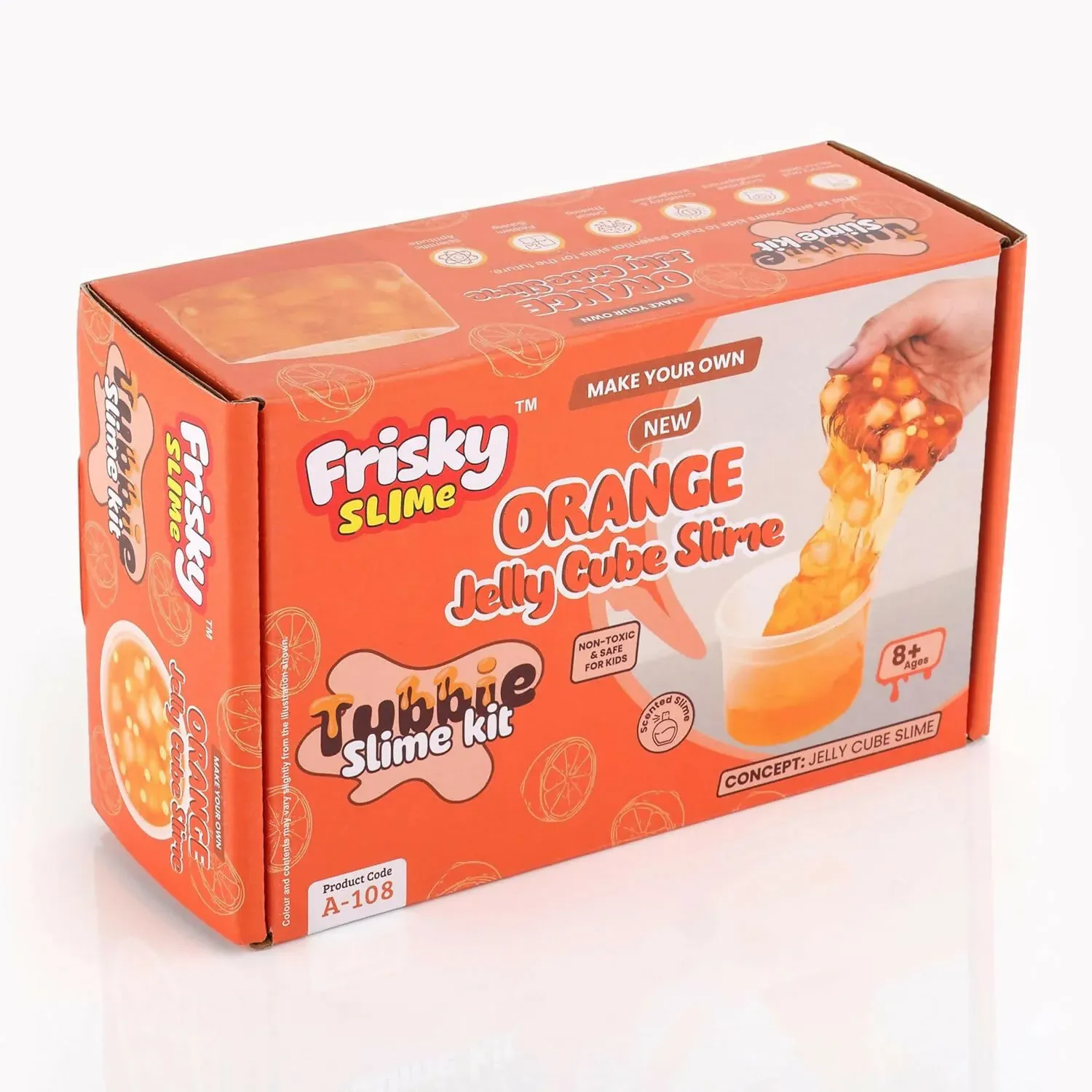 Orange Jelly Cube Slime Making Kit for Kids – DIY Tubbie Slime Kit with Activator - Detailed Feature View 5