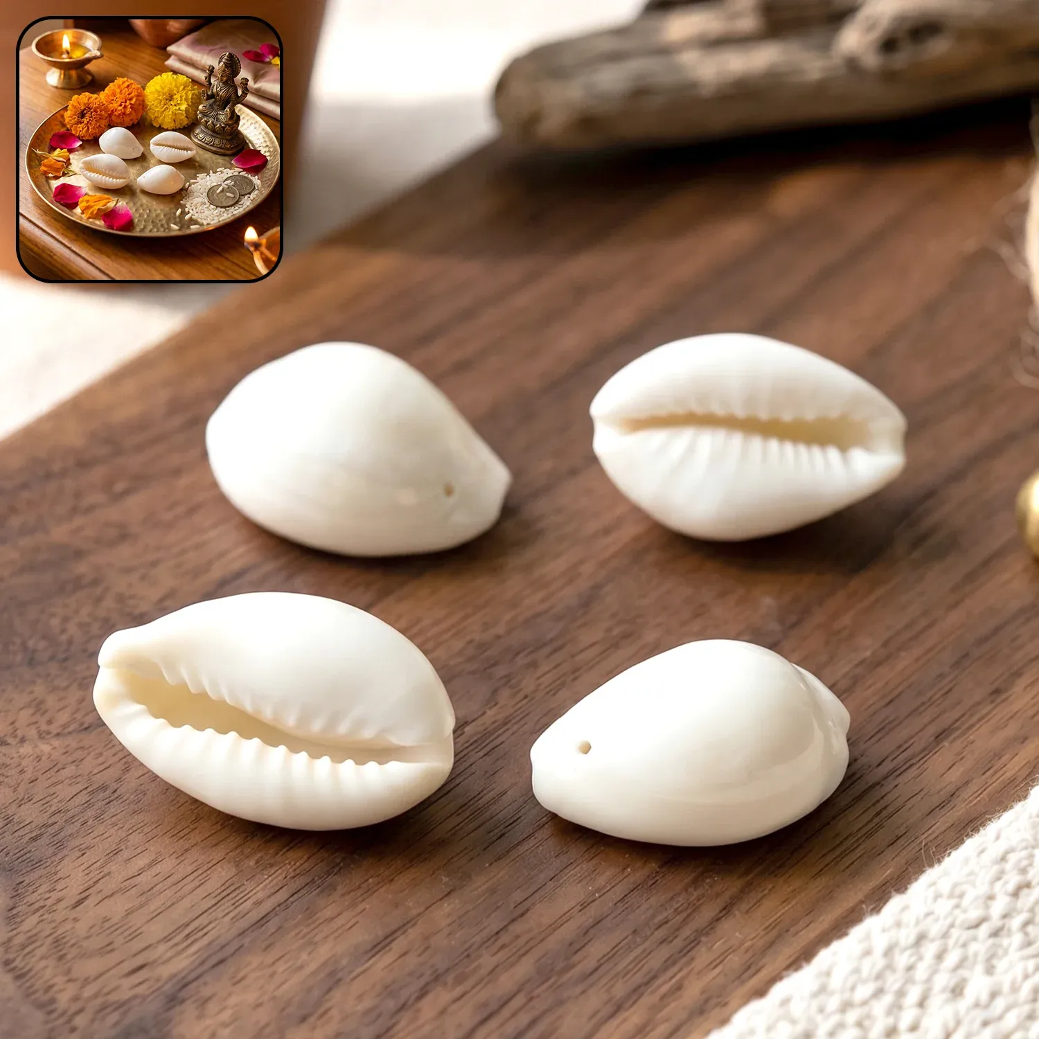Premium Natural Kaudi Cowrie Shells (4 Pc, Mix Size) - Buy Online at Alikart