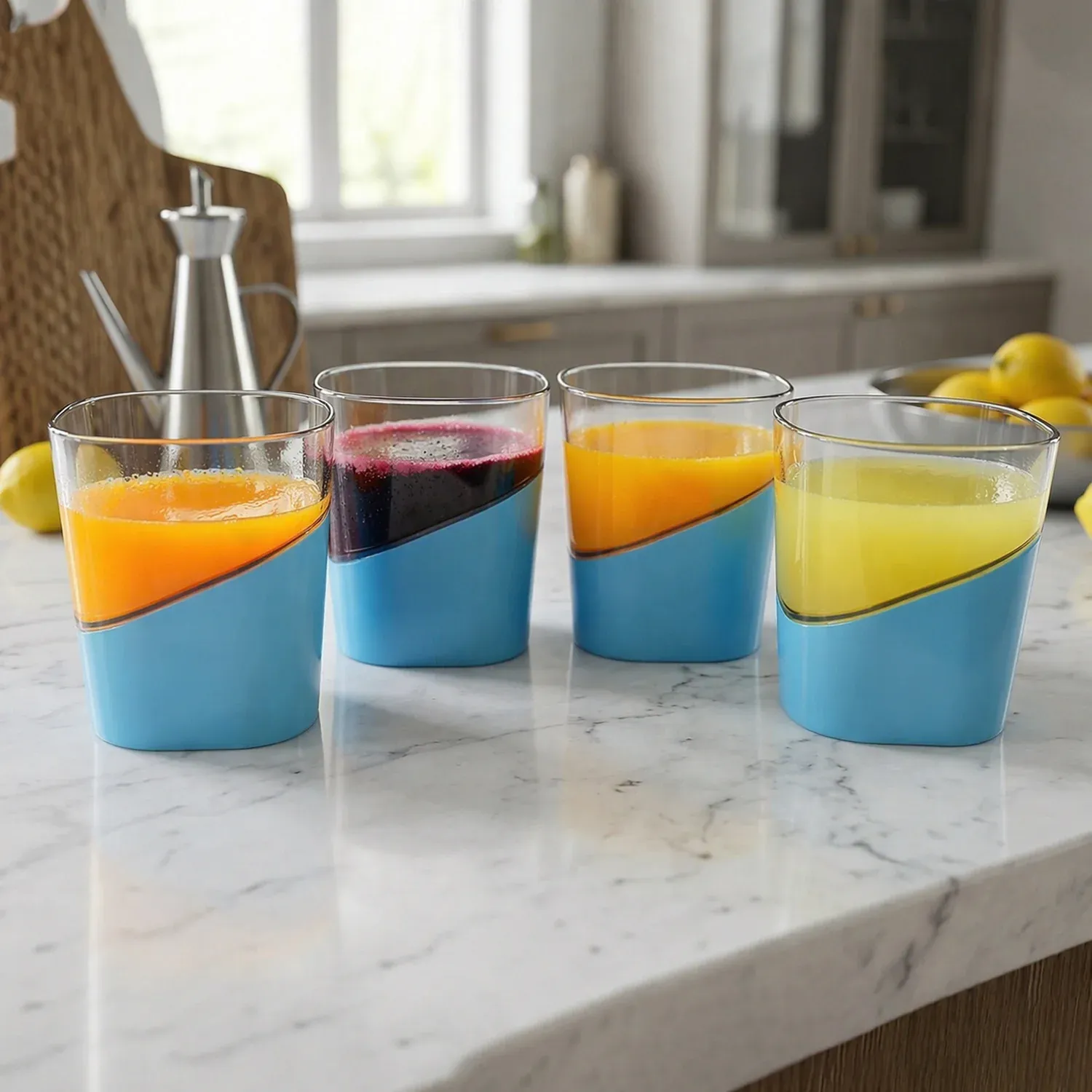 Prexo Stylish Grip Base Plastic Selo Glass (4 Pc, Set 300 ML Each) - Detailed Feature View 6