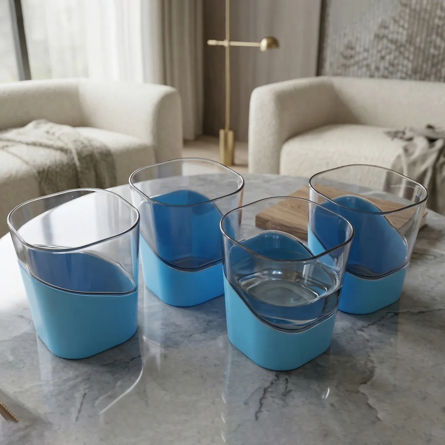 Prexo Stylish Grip Base Plastic Selo Glass (4 Pc, Set 300 ML Each) - Detailed Feature View 8