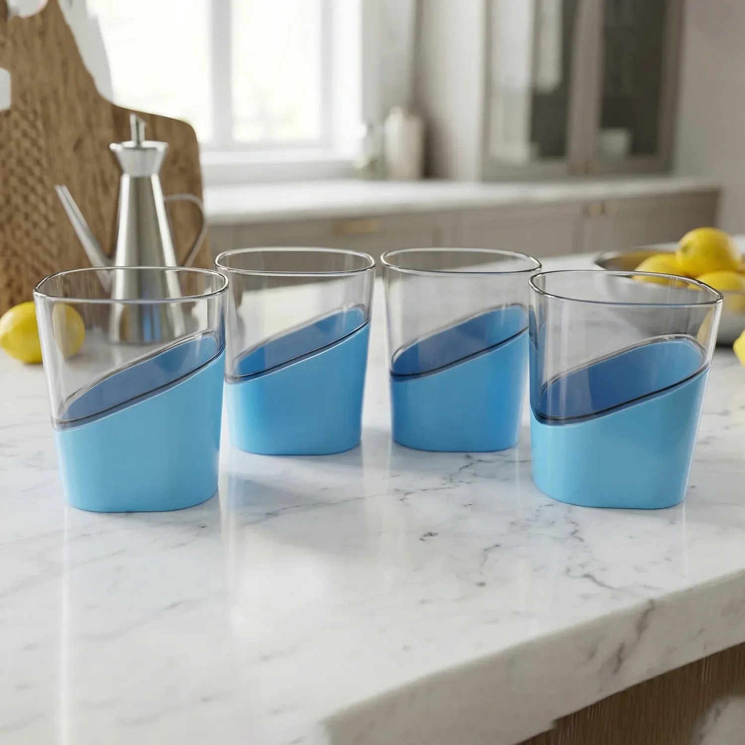 Prexo Stylish Grip Base Plastic Selo Glass (4 Pc, Set 300 ML Each) - Detailed Feature View 7