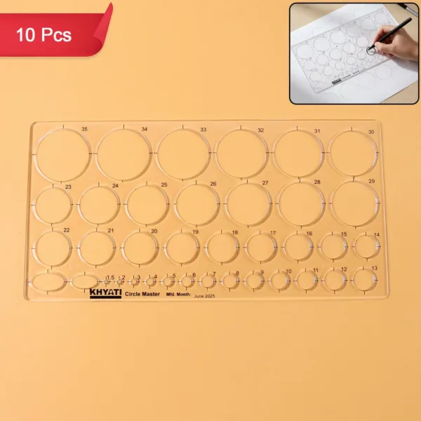 Plastic Circle Master Drawing Template Set of 10 for Precise Drafting