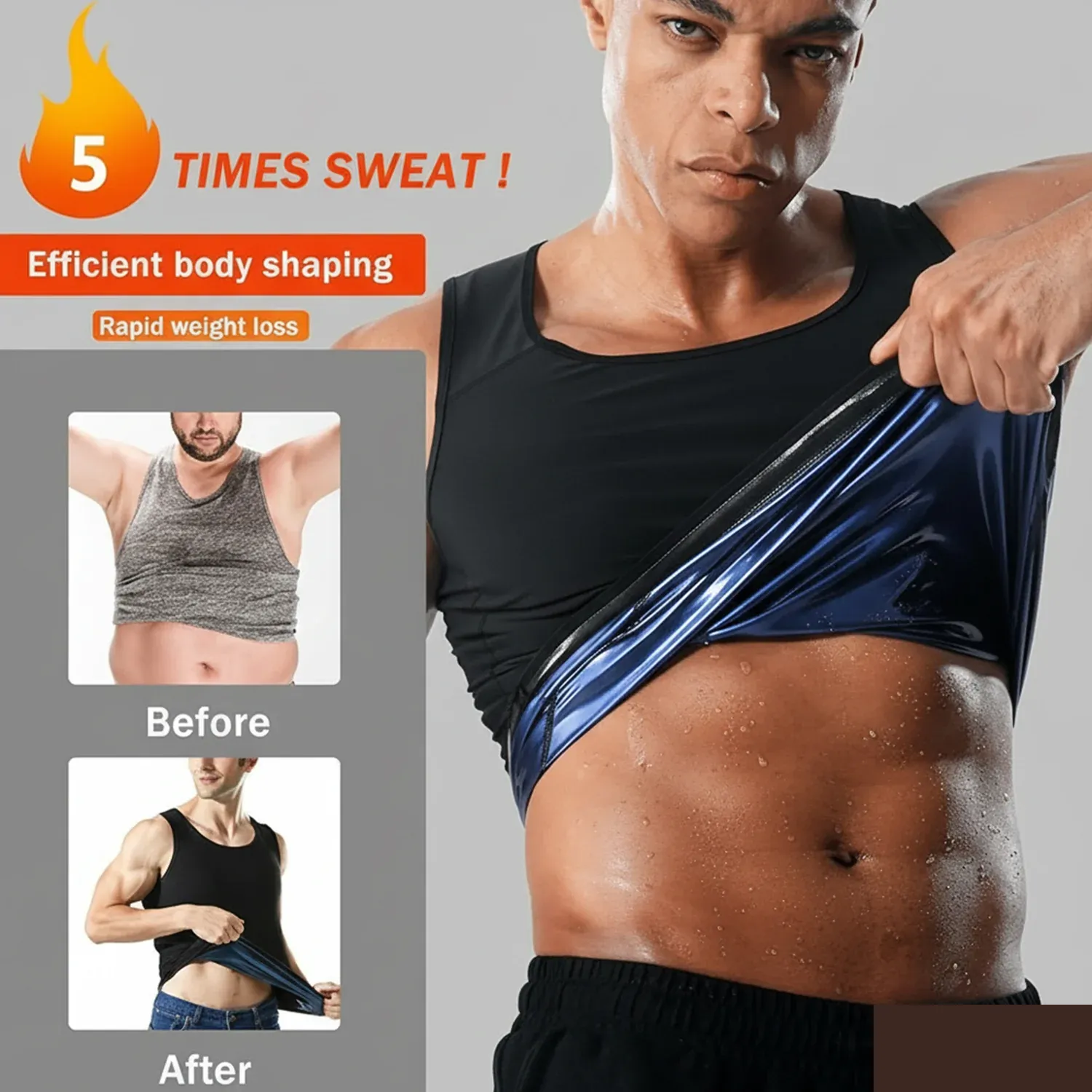 Men’s Sweat Shaper Tank Top – Slim Fit Neoprene for Posture & Sweat - Detailed Feature View 2