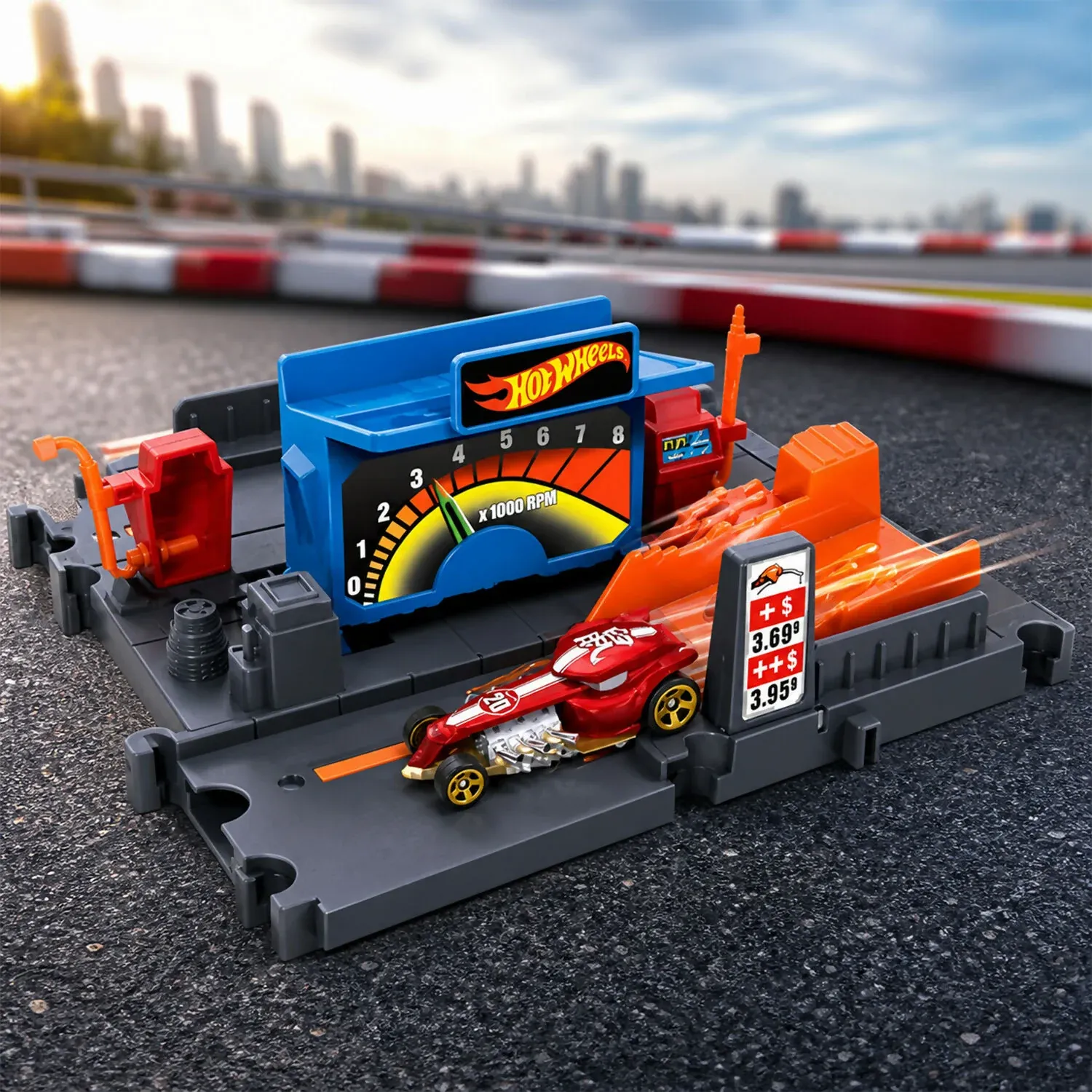Hot Wheels City Fuel Station Sprint Playset with 1 Toy Car - Detailed Feature View 1