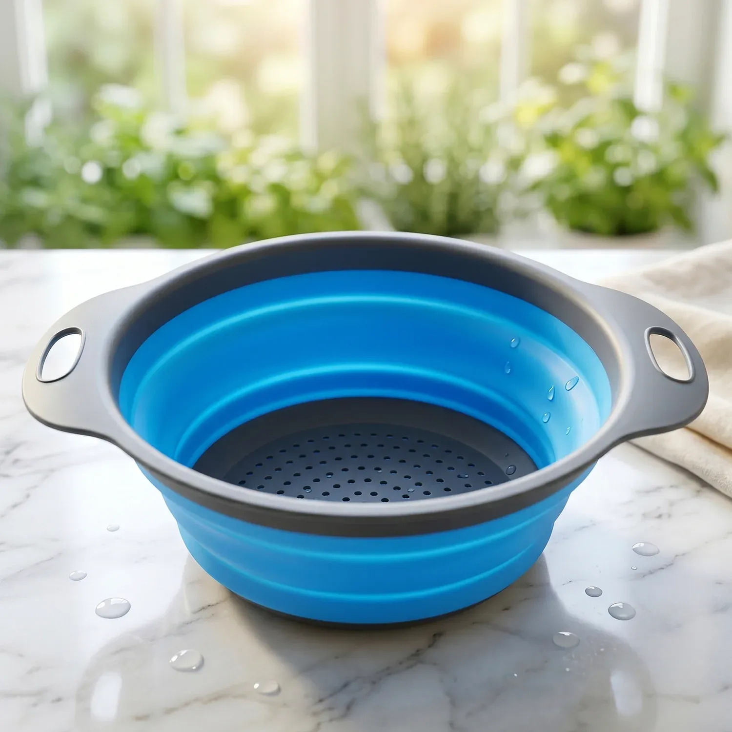 Foldable Silicone Strainer – Space-Saving Kitchen Drainer with Handles - Detailed Feature View 6