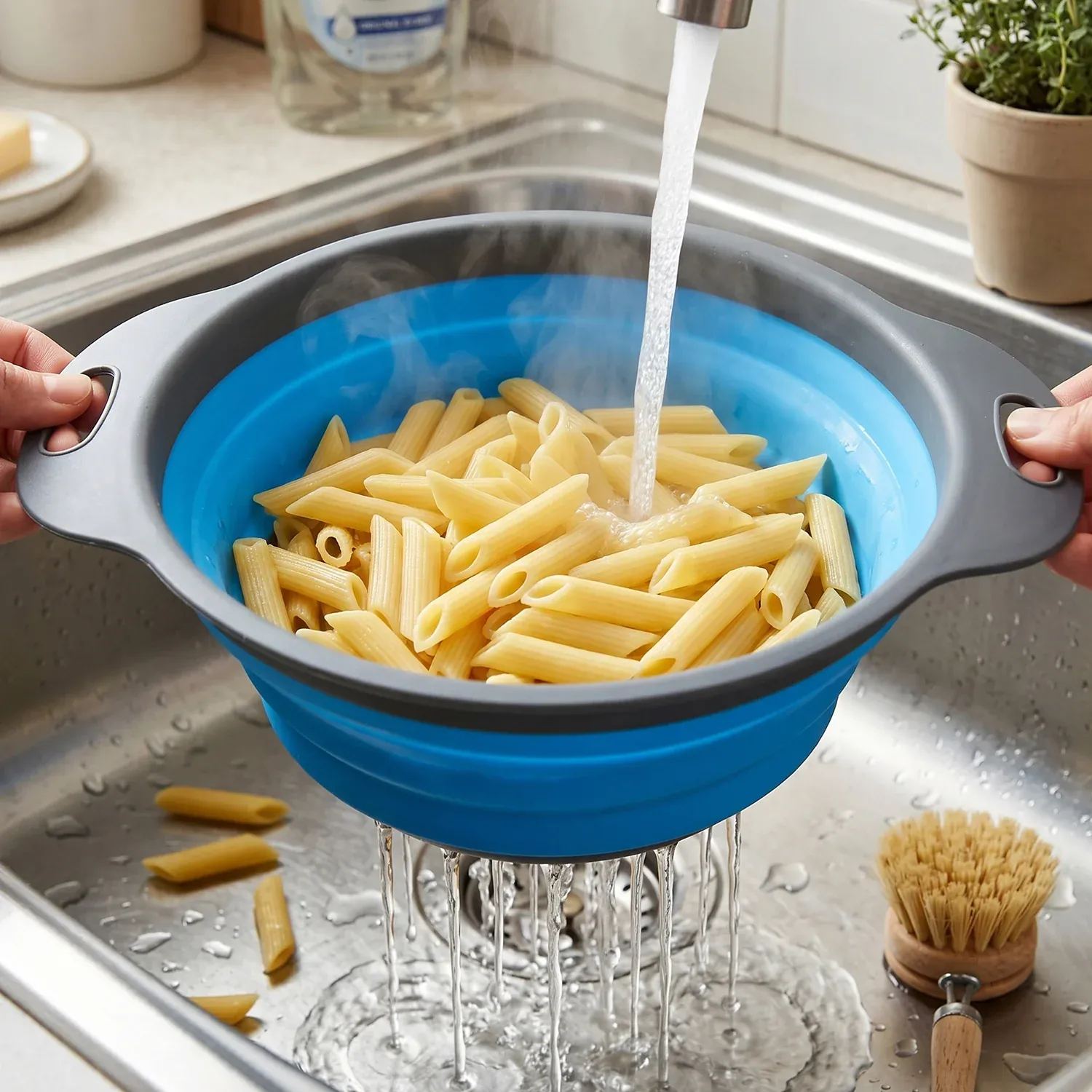 Foldable Silicone Strainer – Space-Saving Kitchen Drainer with Handles - Detailed Feature View 7