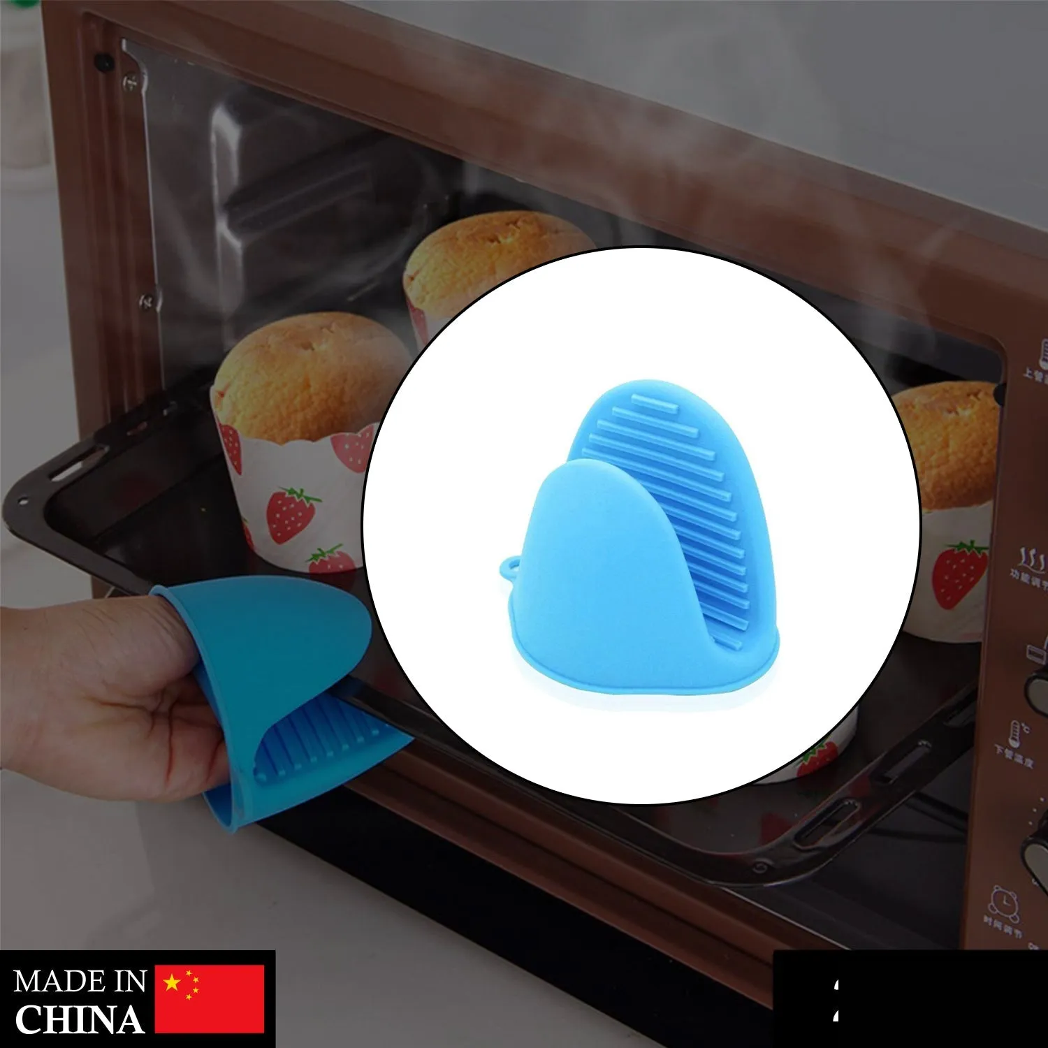 Silicone Heat Resistant Potholder – Kitchen & Baking Mitt | Jiaqi - Detailed Feature View 1