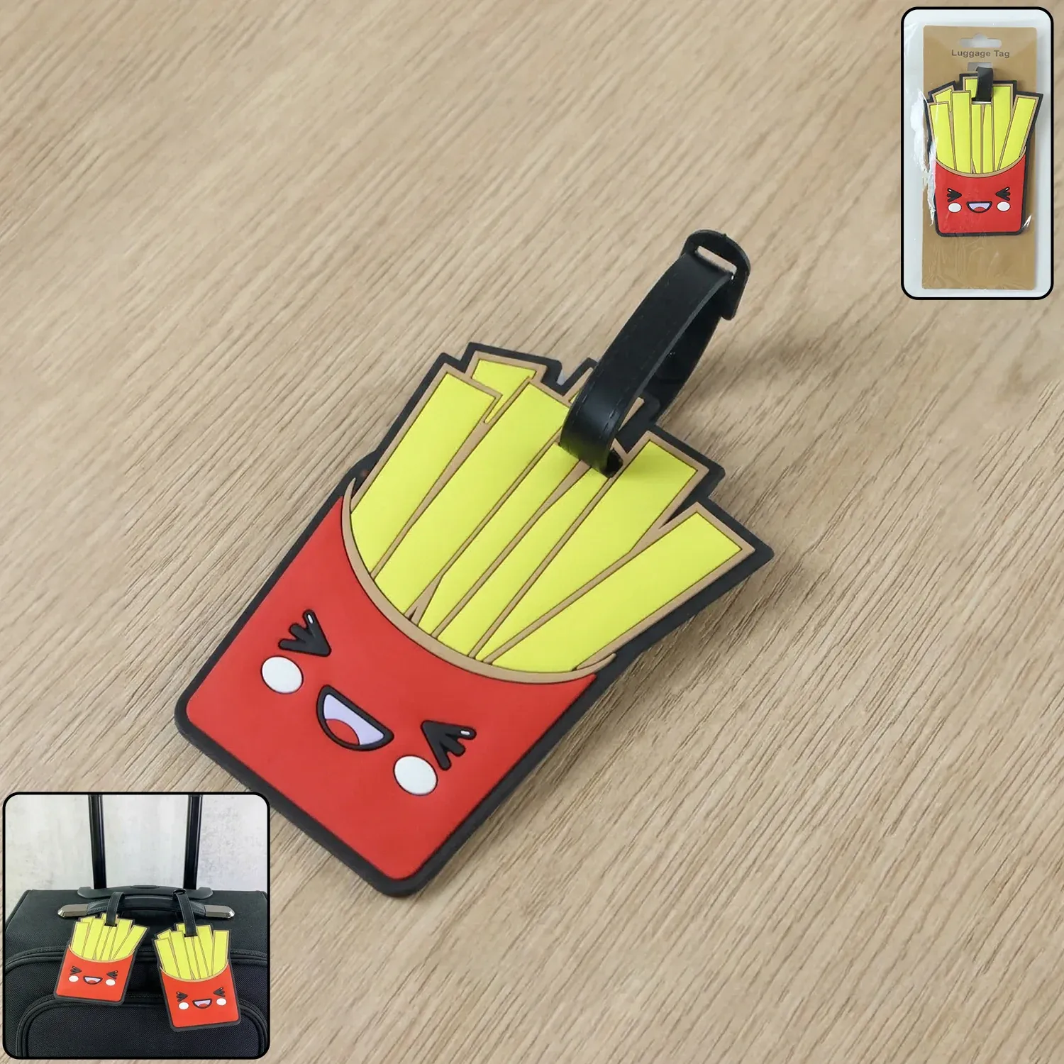 Premium Cute French Fries Travel Luggage Bag Tag for Easy ID - Buy Online at Alikart
