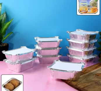 Aluminium Food Container with Lid – 450 ml Leak-Resistant 10 Pc