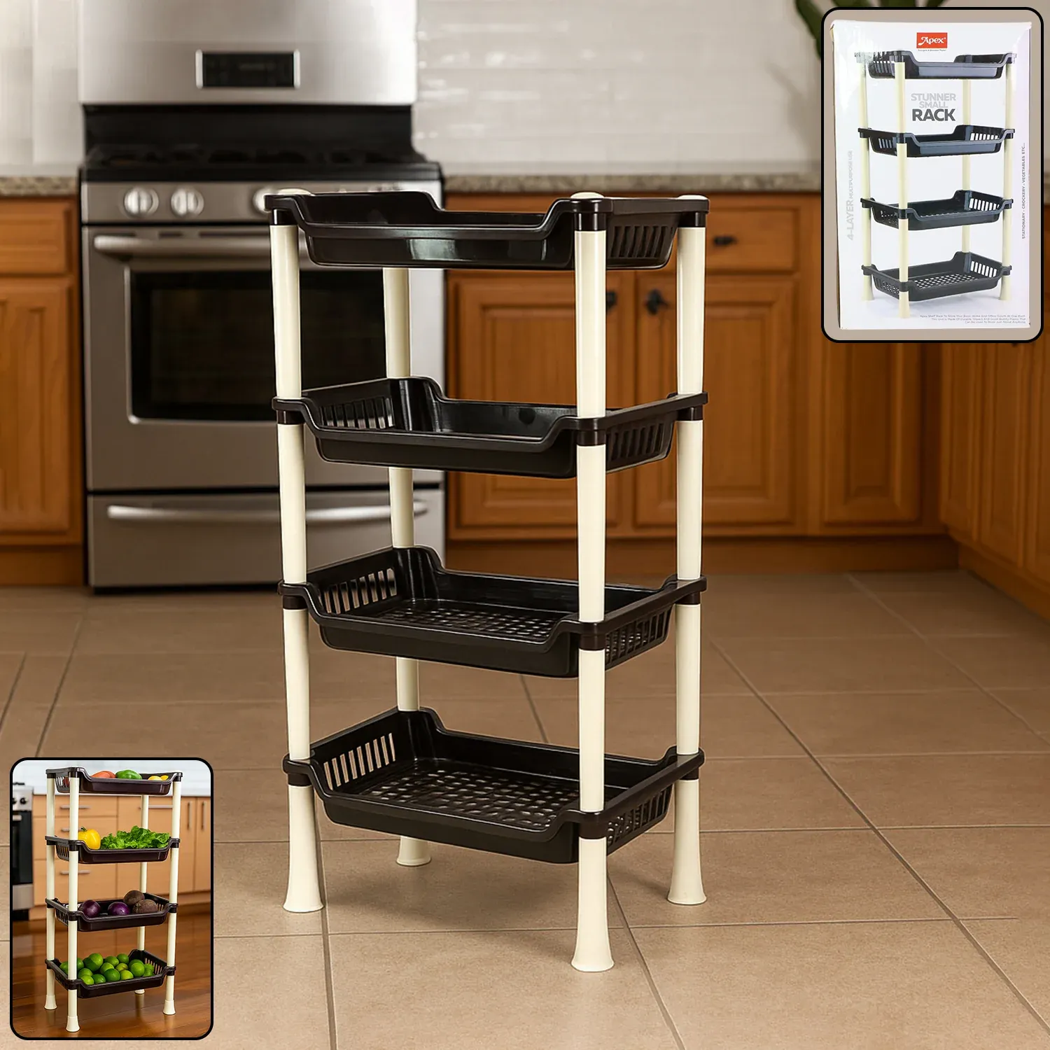 Premium Plastic Storage Rack – 4-Layer Multi-Purpose Organizer - Buy Online at Alikart