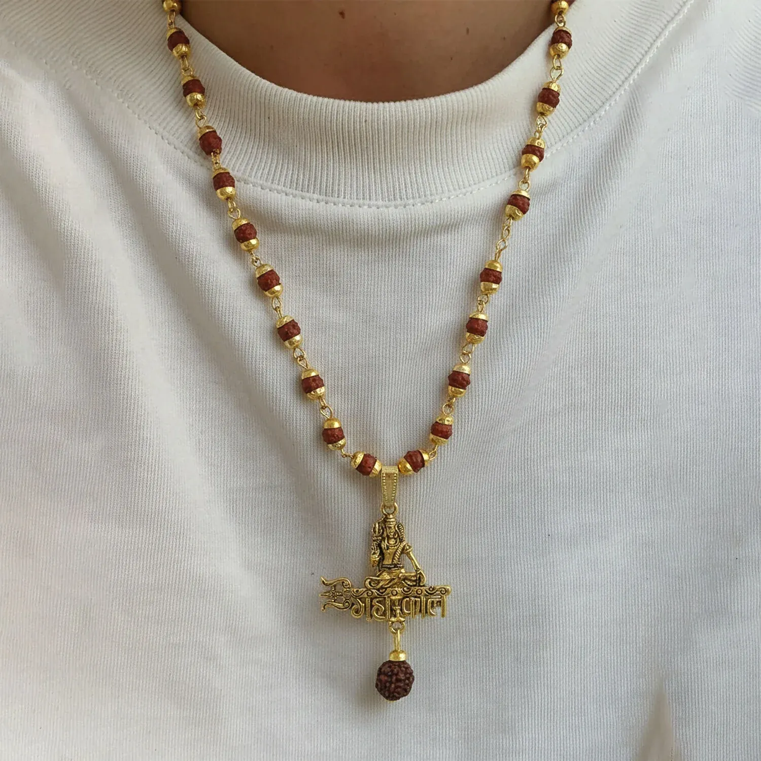 Mahakal Pendant with Rudraksha Necklace Mala - Detailed Feature View 3