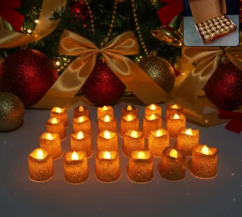 christmas Premium Glitter LED Tealight Candles (24 Pc Set)