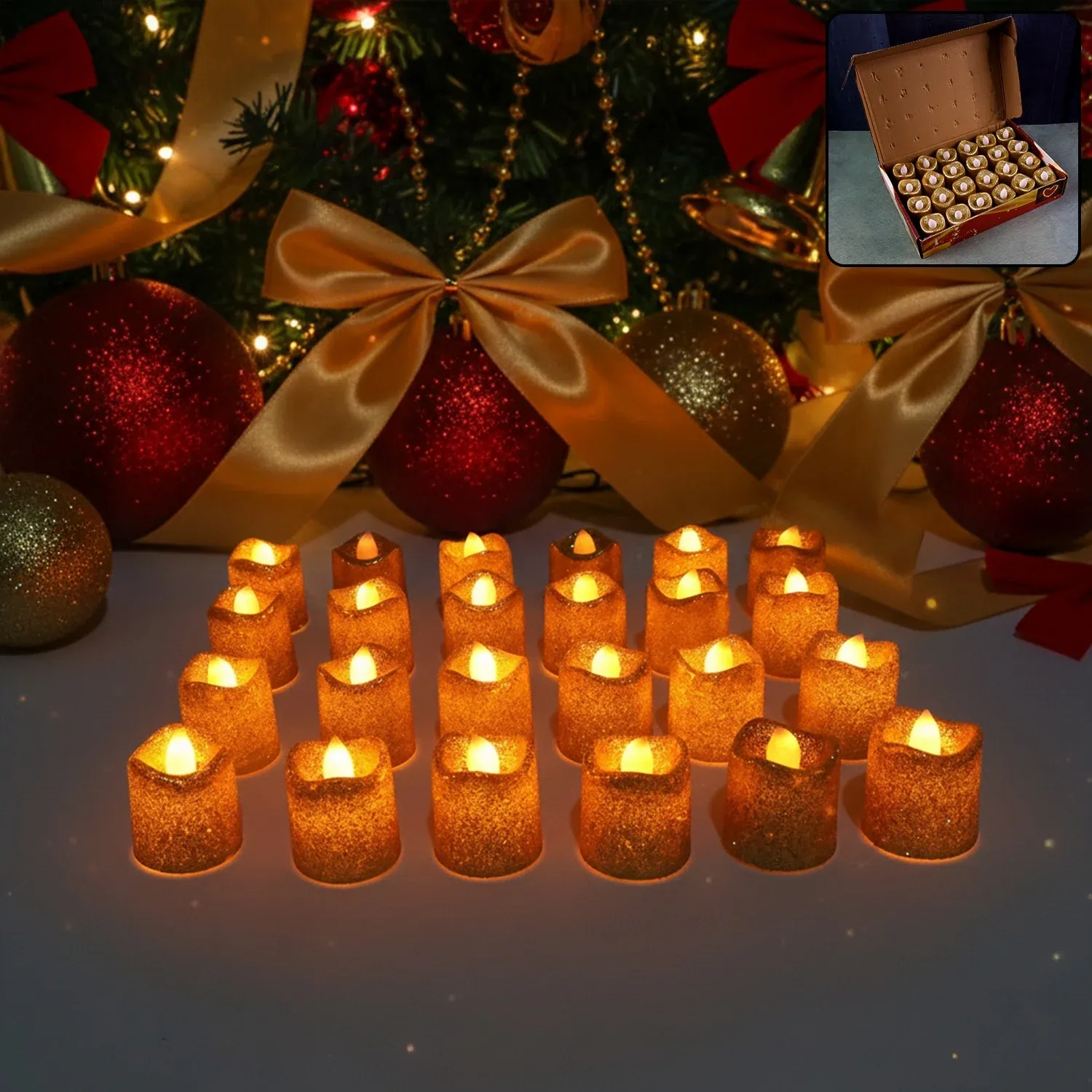 Premium christmas Premium Glitter LED Tealight Candles (24 Pc Set) - Buy Online at Alikart
