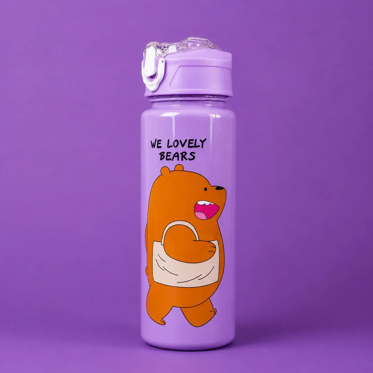 Kids Water Bottle – Fun Bear Design with Straw & Leakproof Lid - Detailed Feature View 3