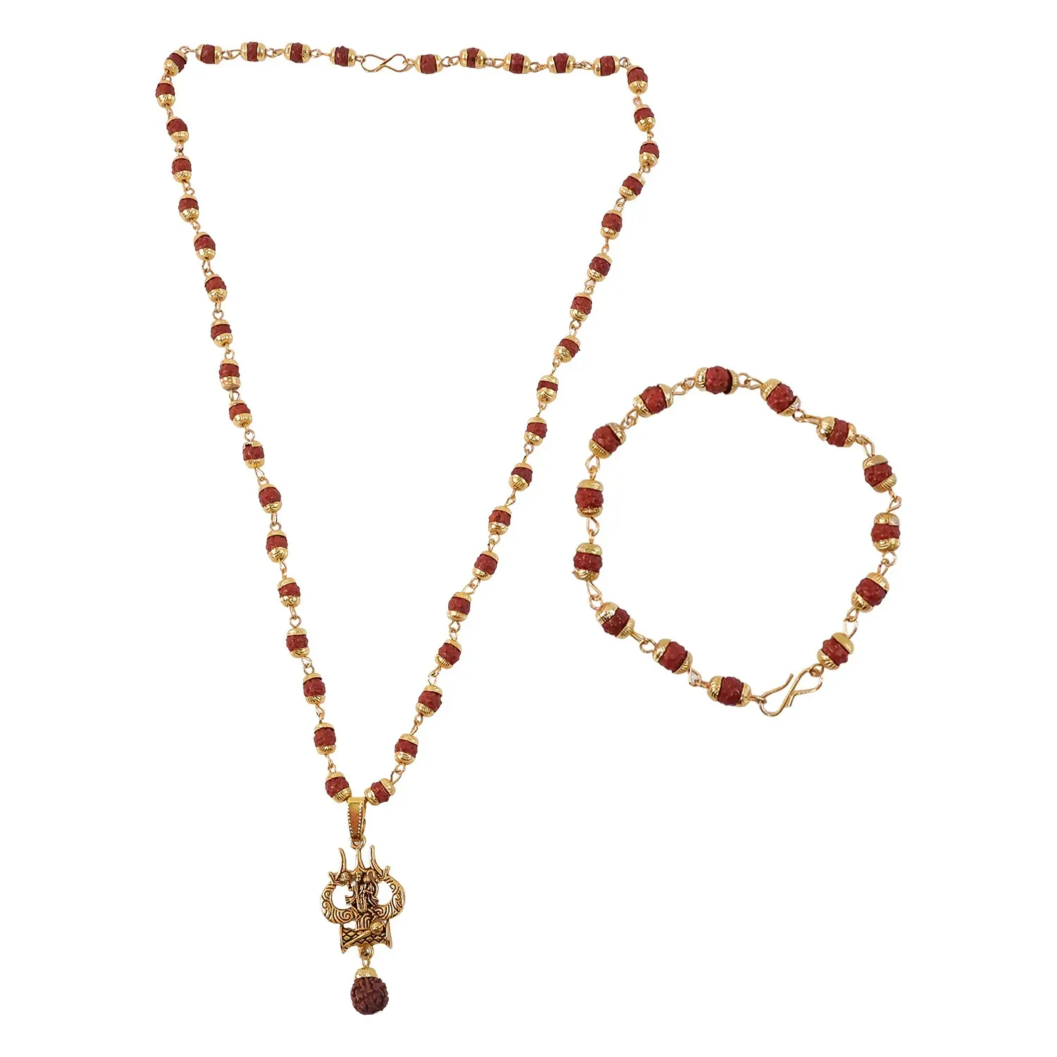 Hanuman Trishul Pendant With Rudraksha Mala & Bracelet Combo - Detailed Feature View 4