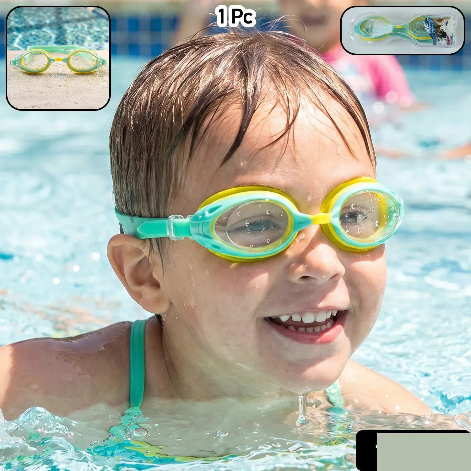 Kids Dual Color Swimming Goggles – Comfortable Fit & Clear Vision - Detailed Feature View 1