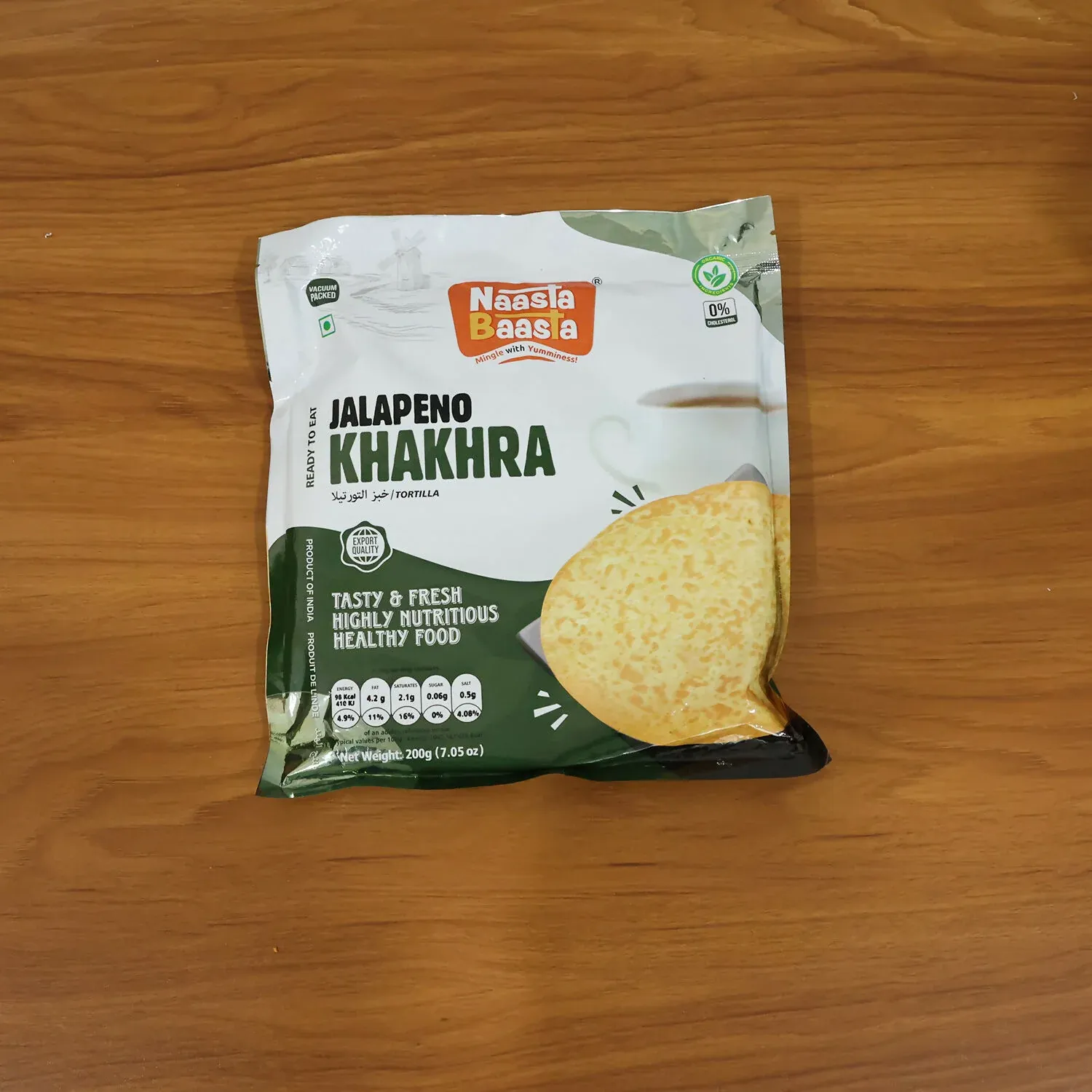 Naasta Baasta Jalapeno Khakhra Ready-to-Eat Crispy Whole Wheat Snack (200 Gm) - Detailed Feature View 4