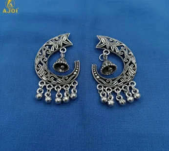 Chandrika Oxidized Silver Jhumka Earrings with Ghungroo Danglers