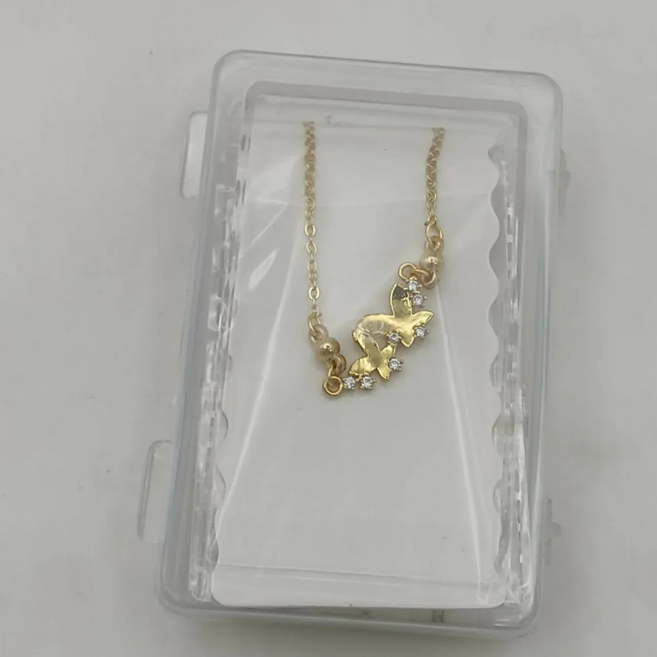 Gold Double Butterfly Necklace with AD For women and girls - Detailed Feature View 3