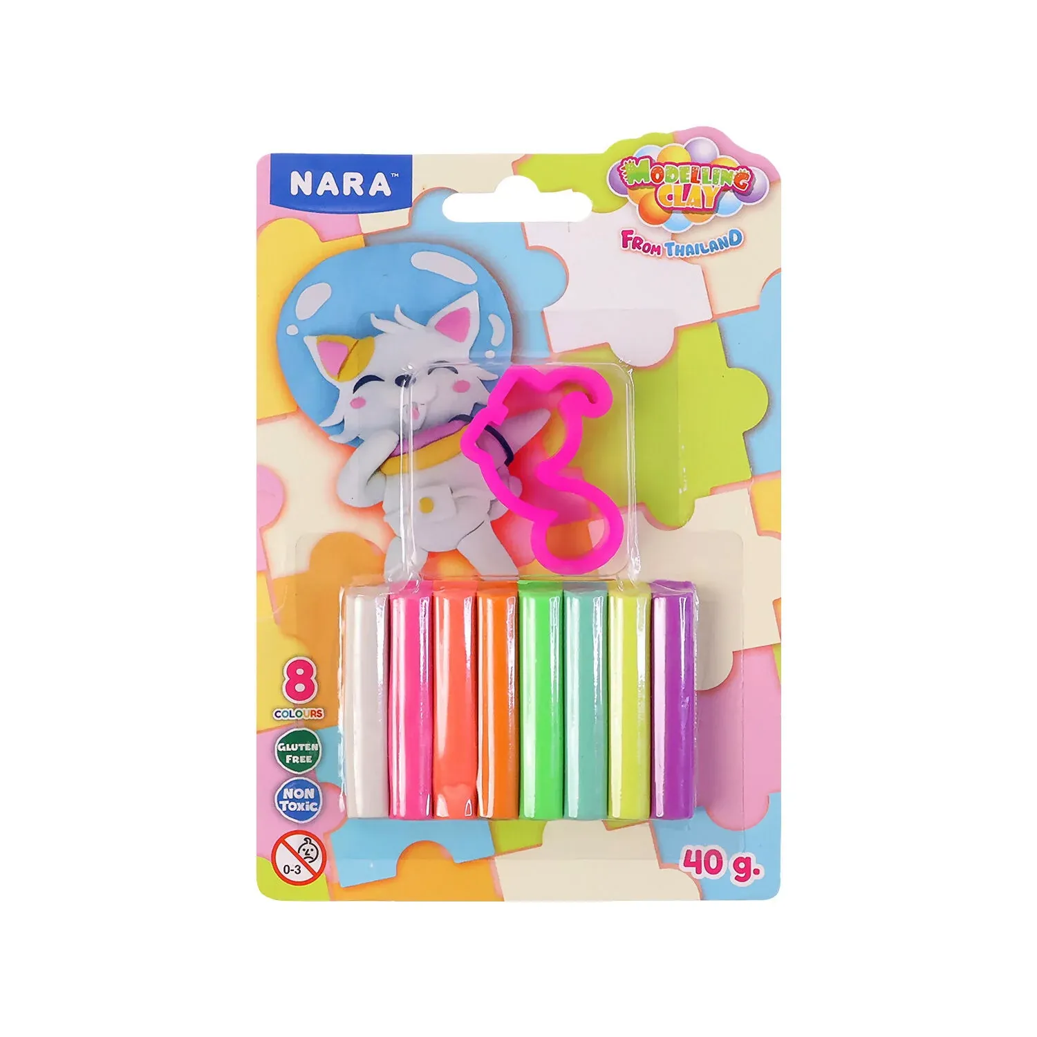 Nara 8-Color Modelling Clay Set with Cutter – 40g Creative Play Dough Kit - Detailed Feature View 4