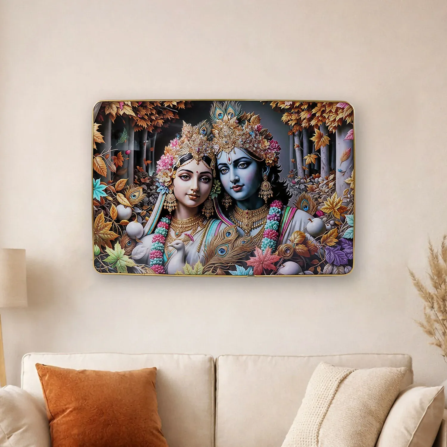Premium Radha Krishna Wall Frame Premium Spiritual Decorative Wall Art Home Decor (18x12 Inch) - Buy Online at Alikart