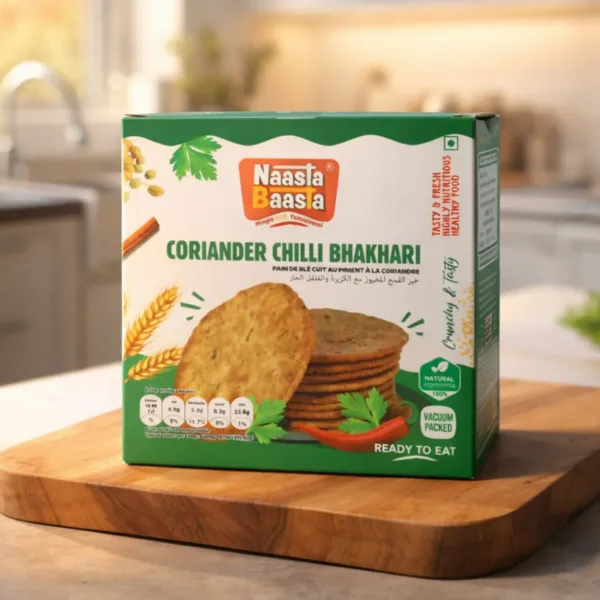 Naasta Baasta Coriander Chilli Bhakhari – Crispy Ready to Eat Snack (200 Gm)