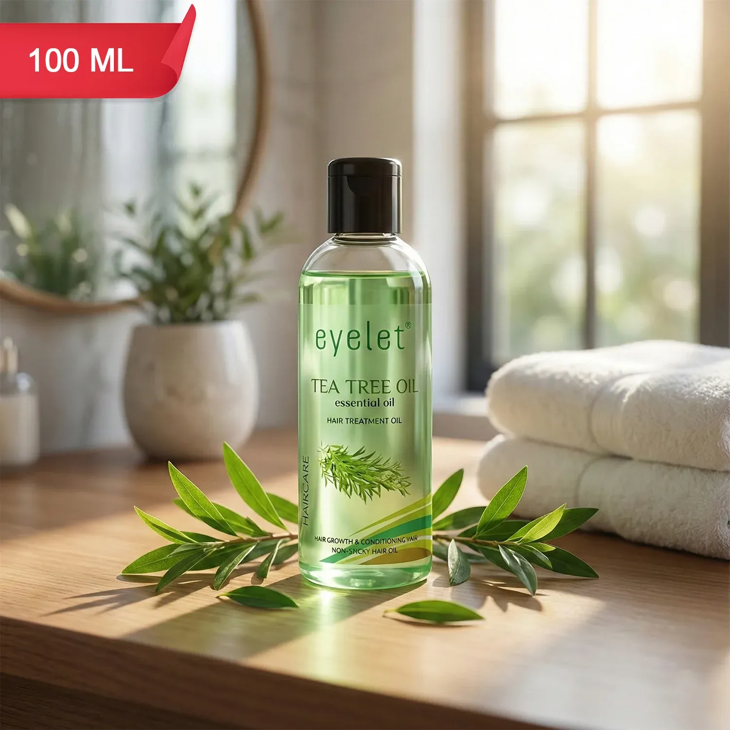 Premium Eyelet Tea Tree Hair Oil 100ml – Nourish & Promote Hair Growth - Buy Online at Alikart