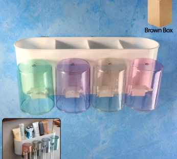Wall Mounted Toothbrush Holder with Inverted Cups – Space Saving Organizer