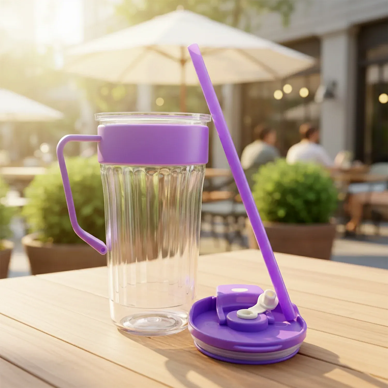 Kiddie Plastic Tumbler with Straw & Handle - 500ml - Detailed Feature View 2
