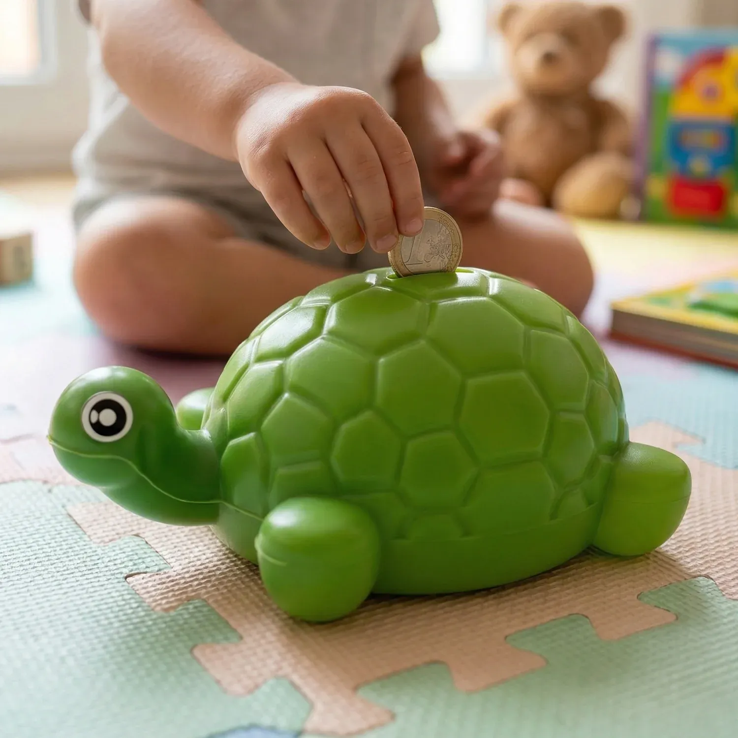 Cute Small Tortoise Shape Money Bank for Kids - Coin Saving Box - Detailed Feature View 4