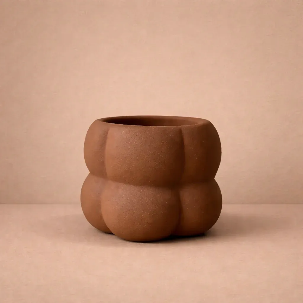 Textured Ceramic Planter Pot Modern Decorative Plant Holder - Detailed Feature View 5