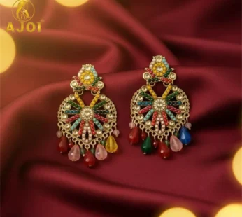 Premium Handcrafted Multicolor Teardrop Hanging Earrings