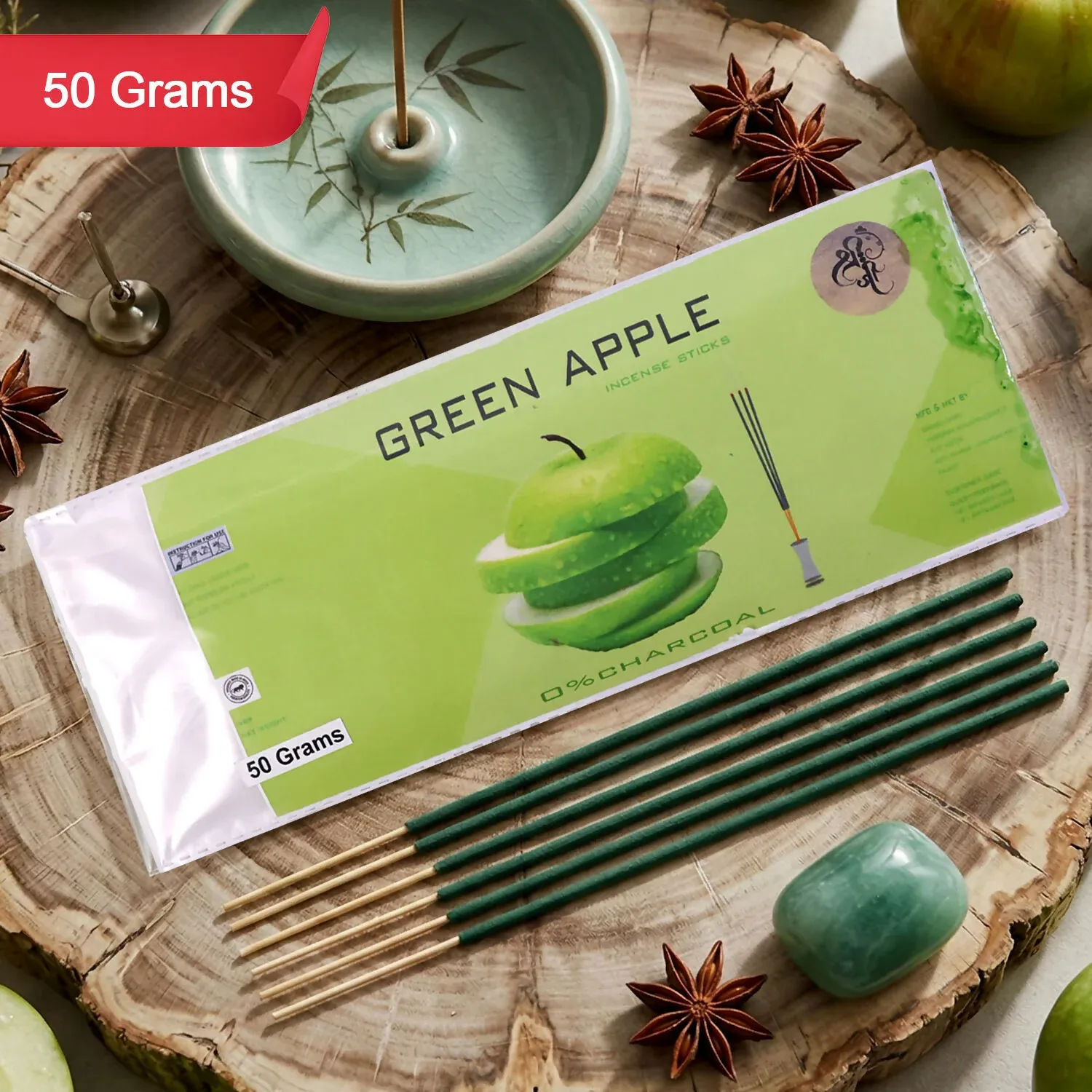 Green Apple Fragrance Masala Incense Sticks for Pooja & Meditation - Detailed Feature View 1