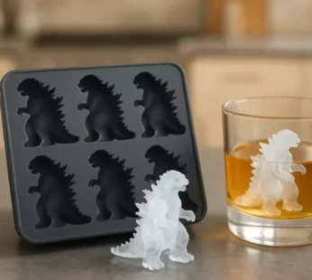 6 Cavity Dinosaur Ice Cube Tray with Lid – Fun Silicone Ice Mold for Drinks & Desserts (Random Color- Pack of 1)