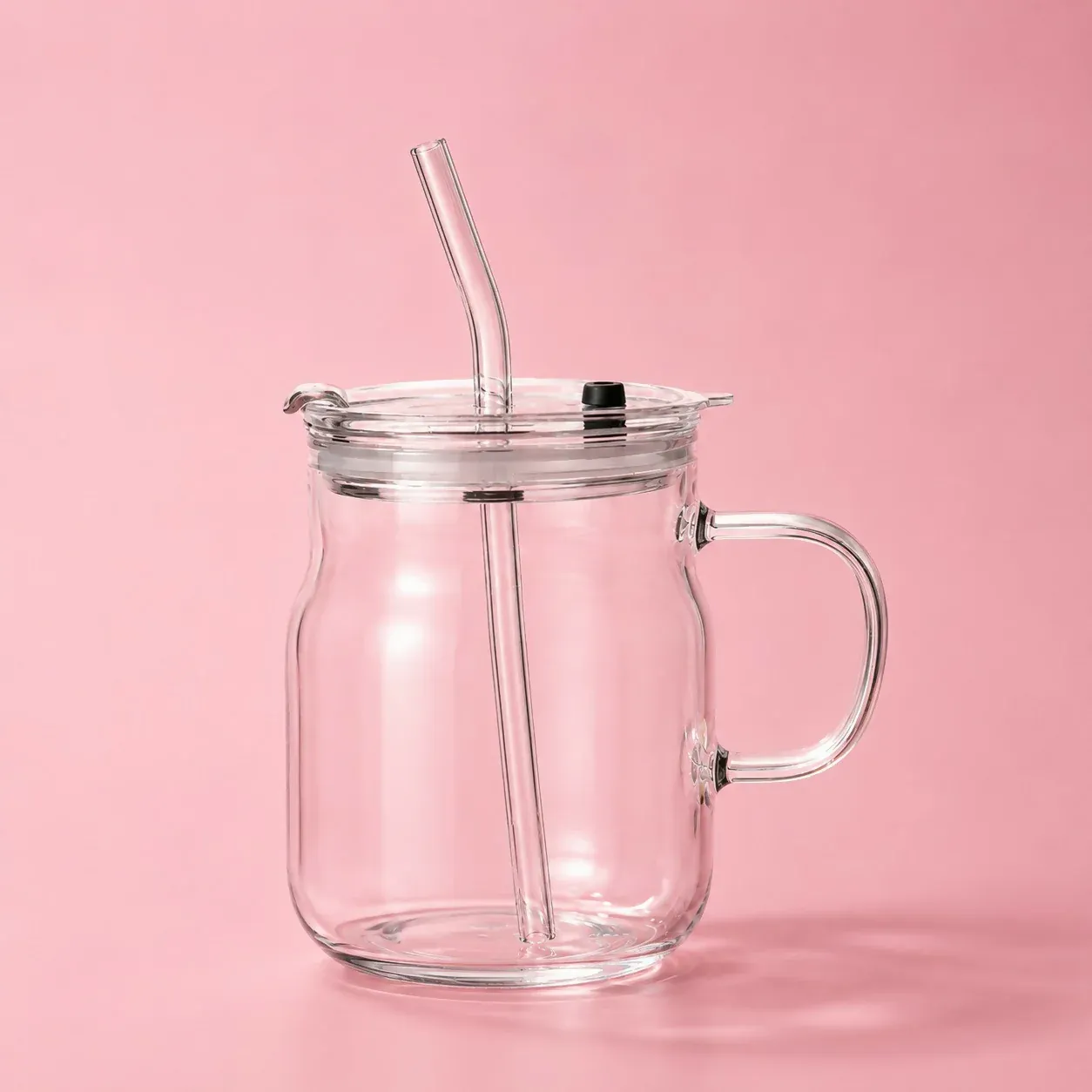 Glass Mug with Lid & Straw – Perfect for Hot & Cold Beverages - Detailed Feature View 3