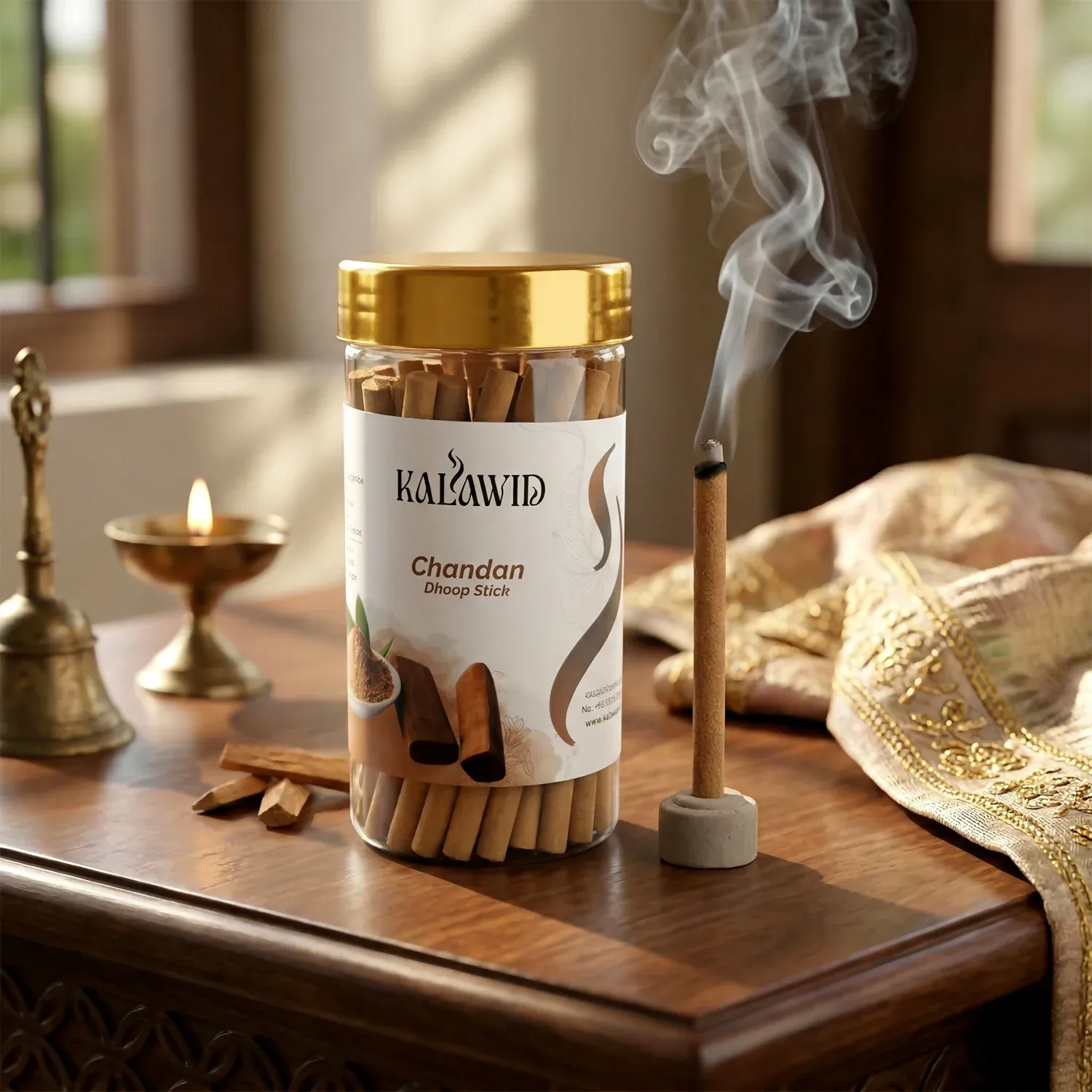 Premium Chandan Dhoop Sticks Jar – Long-lasting soothing aroma for spirituality - Buy Online at Alikart