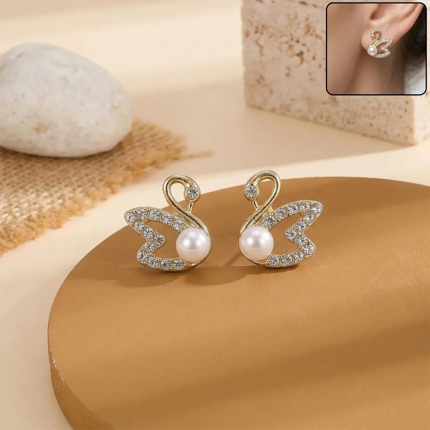 Premium Cute Pearl Butterfly Stud Earrings for Women And Girls - Buy Online at Alikart