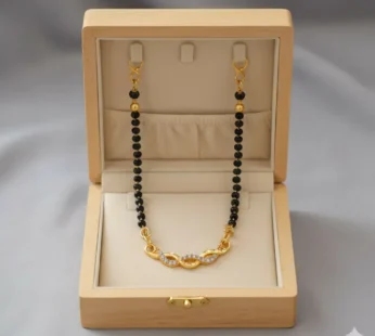 Gold Plated Infinity AD Mangalsutra with Black Beads