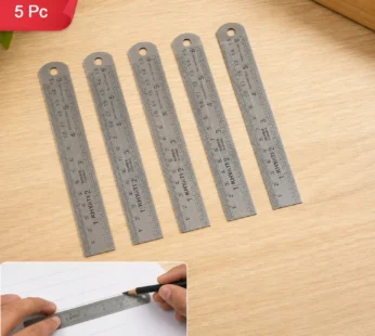 Khyati 15cm Stainless Steel Ruler Set with Dual Scales (Pack Of 5 Pieces)