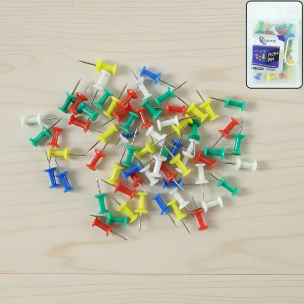 Assorted Color Push Pins – Pack of 50 for Notice & Cork Boards