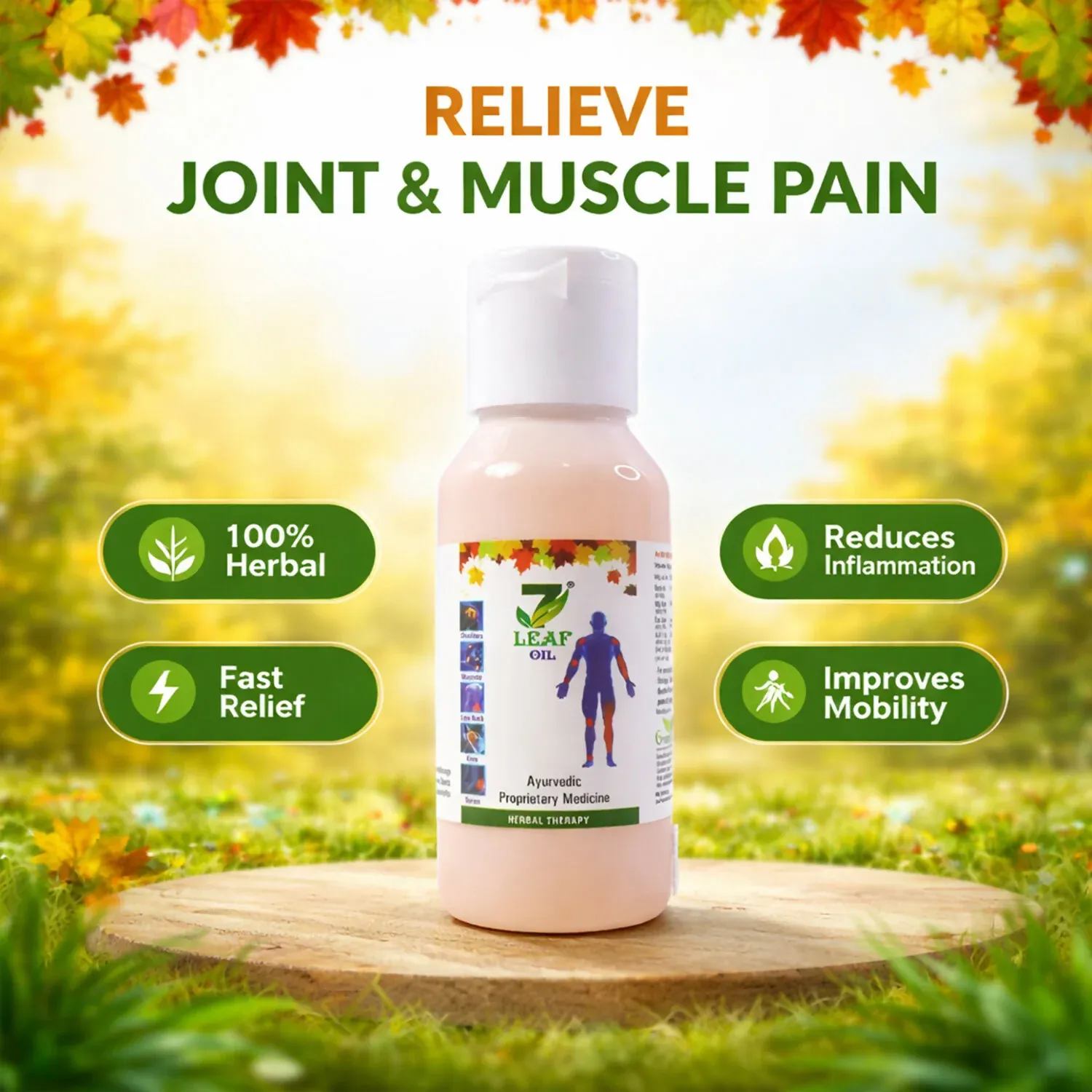 7 Leaf Ayurvedic Herbal Oil for Joint, Muscle & Body Pain Relief (60 ml) - Detailed Feature View 1