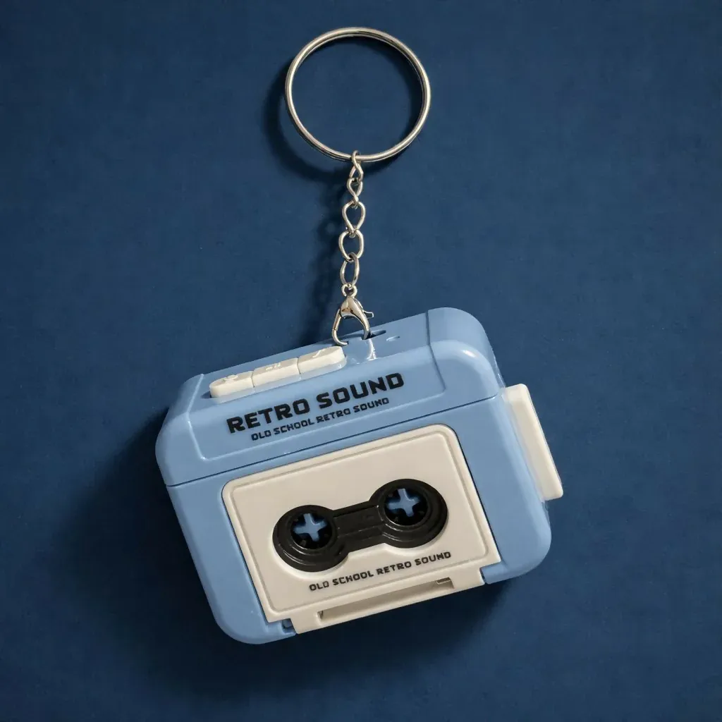 Retro Cassette Tape Keychain with Click Sound Toy - Detailed Feature View 1