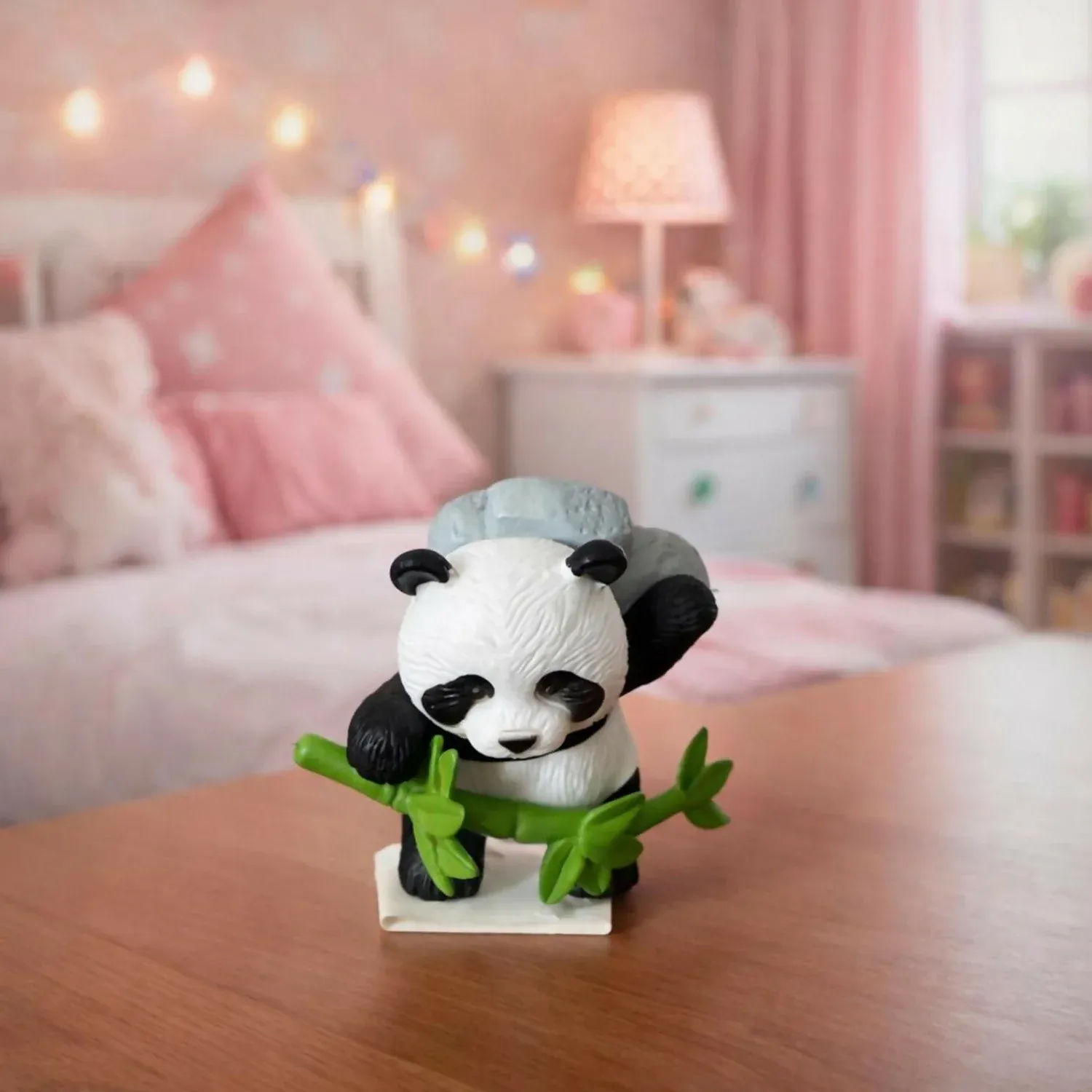 Panda Bamboo Resin Showpiece – Cute Mini Decorative Figurine - Detailed Feature View 3