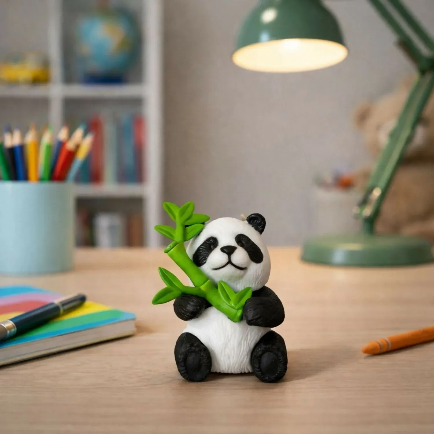 Premium Panda Showpiece – Cute Bamboo Desk Decor for Home & Office - Buy Online at Alikart