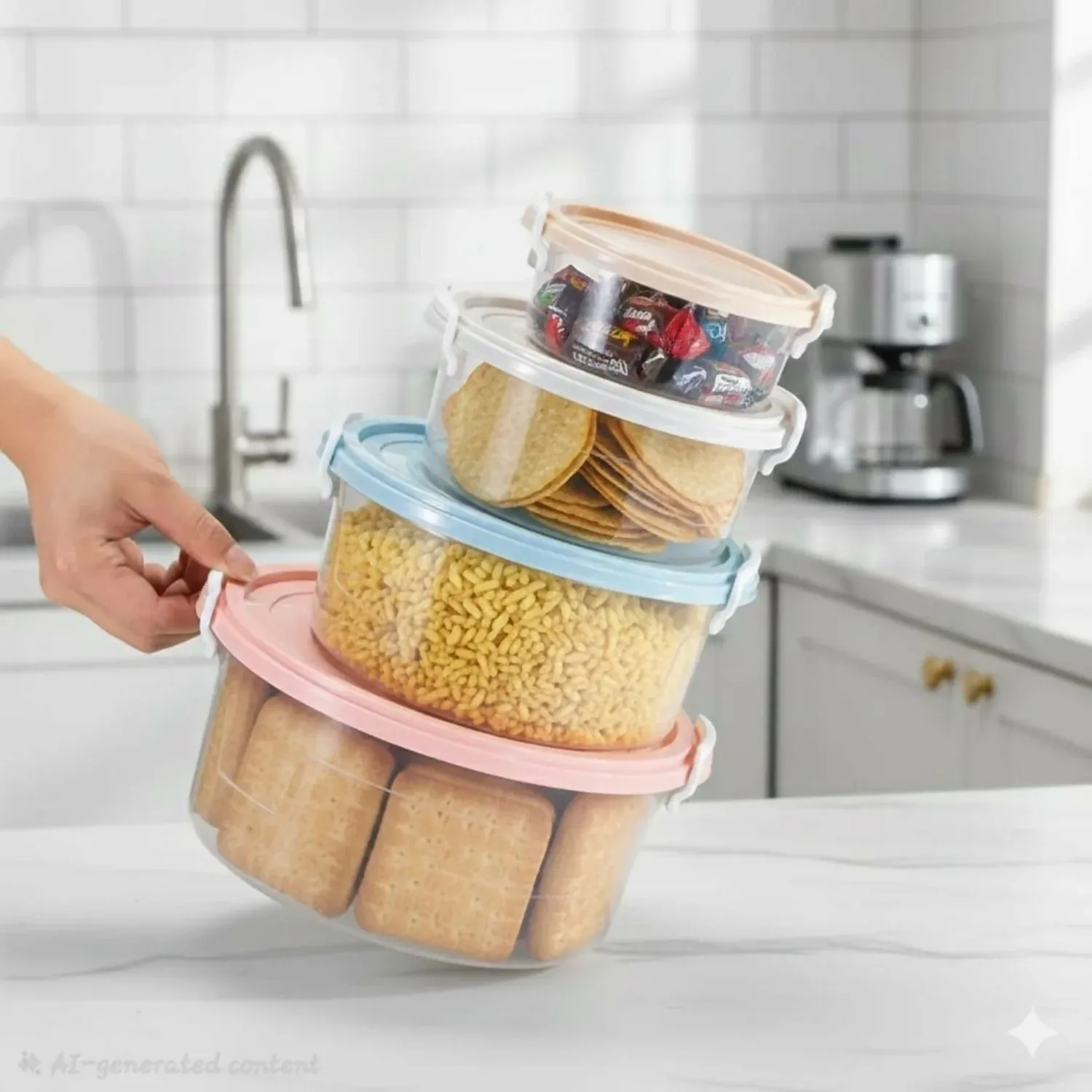 Premium Plastic Container Set – Airtight Lock Lid 1400 ml Capacity - Buy Online at Alikart