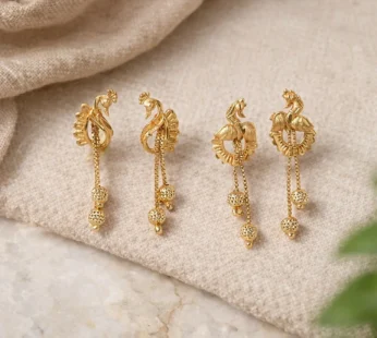 Classic Peacock Gold-Plated Dangling Earrings for Festive Wear (2 Pair)