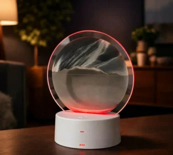Grey Moving Sand Art LED Table Lamp Round Decorative Night Light