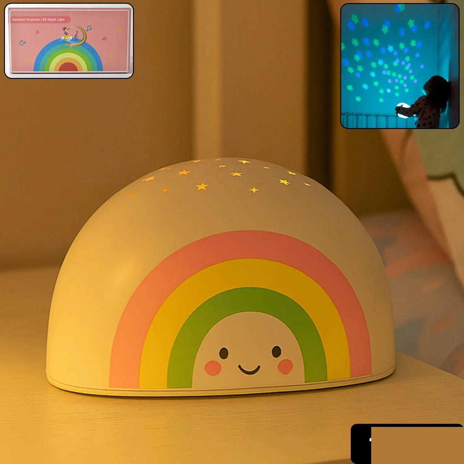 Rainbow Projector LED Night Light for Kids – Starry Sky Lamp - Detailed Feature View 1