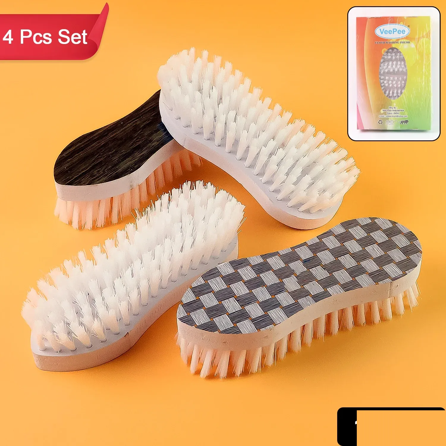 Laundry Brush Set – Ergonomic Curved Design with Strong Nylon Bristles - Detailed Feature View 1