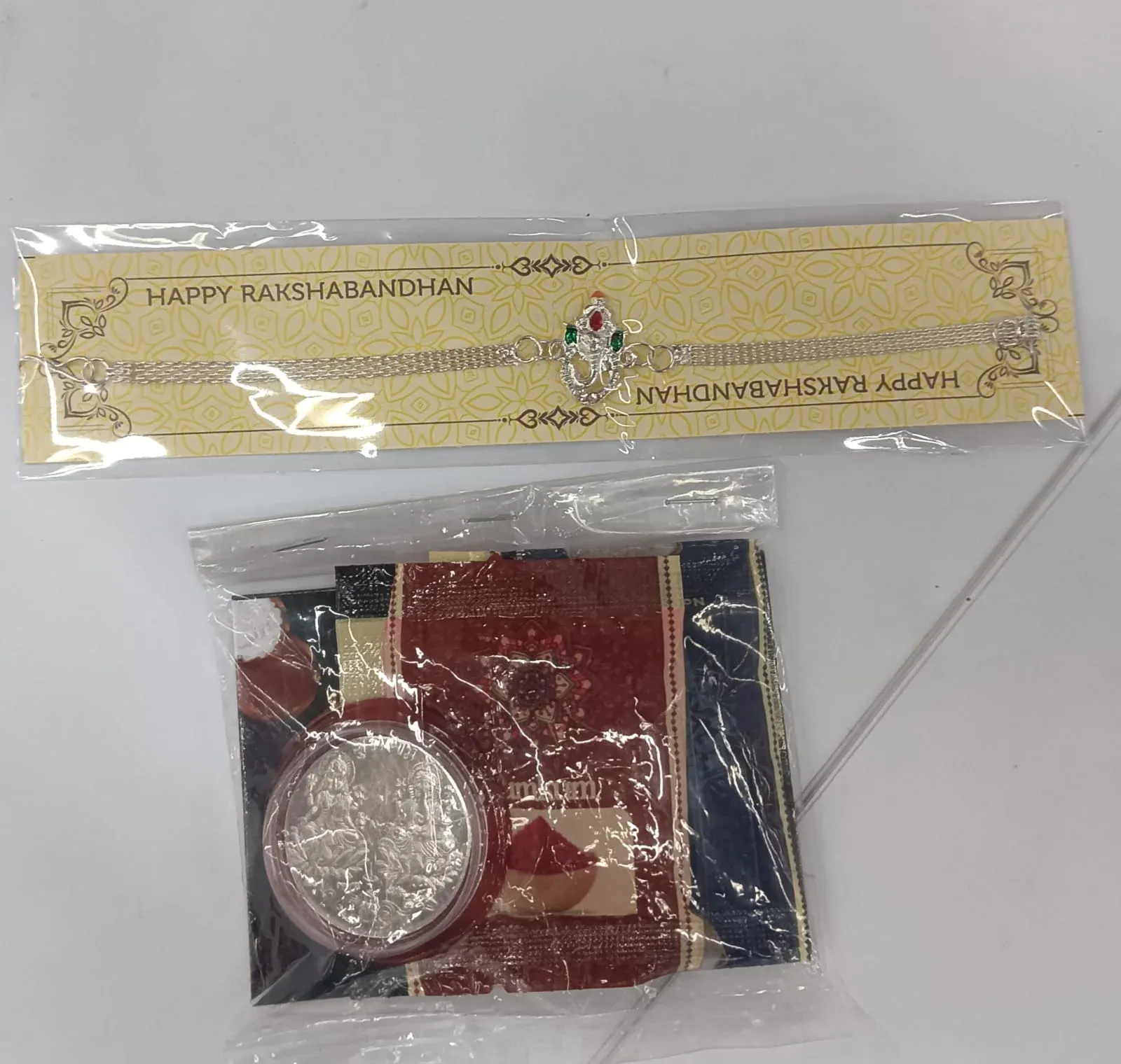 Ganpati Rakhi Combo – Silver Bracelet with Traditional Tilak Set - Detailed Feature View 3